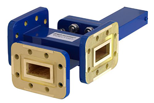 WR-90 Waveguide 50 dB Crossguide Coupler, 3 Port CPR-90G Flange, 8.2 GHz to 12.4 GHz, Bronze