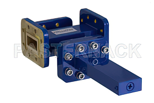 WR-90 Waveguide 50 dB Crossguide Coupler, 3 Port CPR-90G Flange, 8.2 GHz to 12.4 GHz, Bronze