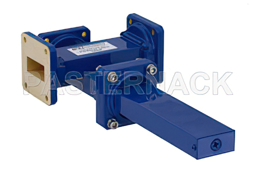 WR-112 Waveguide 30 dB Crossguide Coupler, 3 Port UG-51/U Square Cover Flange, 7.05 GHz to 10 GHz, Bronze