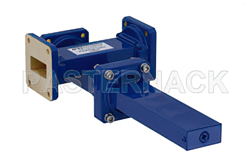 WR-112 Waveguide 40 dB Crossguide Coupler, 3 Port UG-51/U Square Cover Flange, 7.05 GHz to 10 GHz, Bronze
