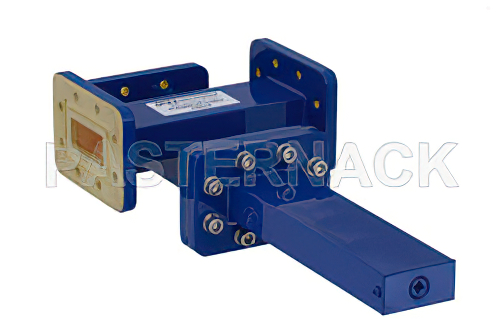 WR-112 Waveguide 20 dB Crossguide Coupler, 3 Port CPR-112G Flange, 7.05 GHz to 10 GHz, Bronze
