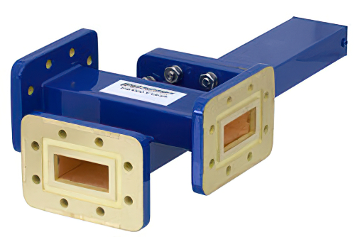 WR-112 Waveguide 50 dB Crossguide Coupler, 3 Port CPR-112G Flange, 7.05 GHz to 10 GHz, Bronze