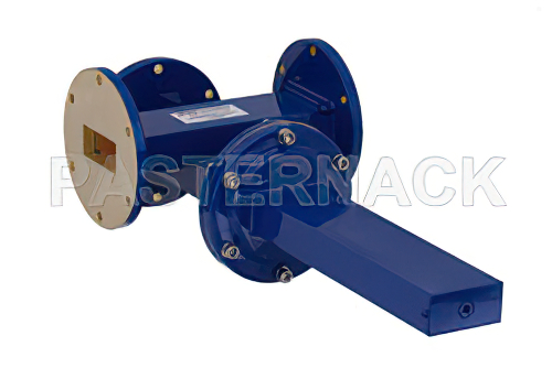WR-137 Waveguide 20 dB Crossguide Coupler, 3 Port UG-344/U Round Cover Flange, 5.85 GHz to 8.2 GHz, Bronze