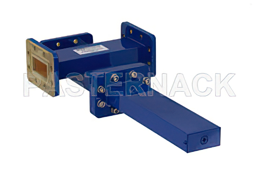 WR-137 Waveguide 50 dB Crossguide Coupler, 3 Port CPR-137G Flange, 5.85 GHz to 8.2 GHz, Bronze