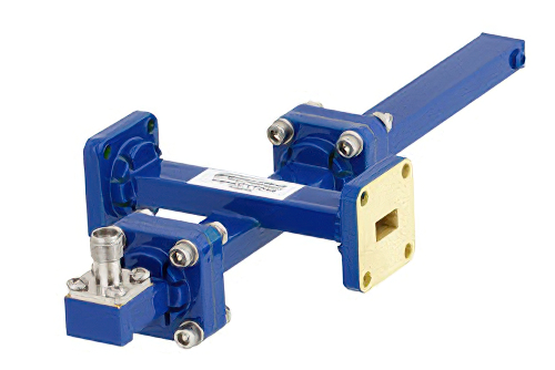 WR-34 Waveguide 40 dB Crossguide Coupler, UG-1530/U Square Cover Flange, 2.92mm Female Coupled Port, 22 GHz to 33 GHz, Bronze