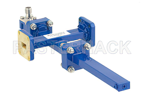 WR-34 Waveguide 50 dB Crossguide Coupler, UG-1530/U Square Cover Flange, 2.92mm Female Coupled Port, 22 GHz to 33 GHz, Bronze