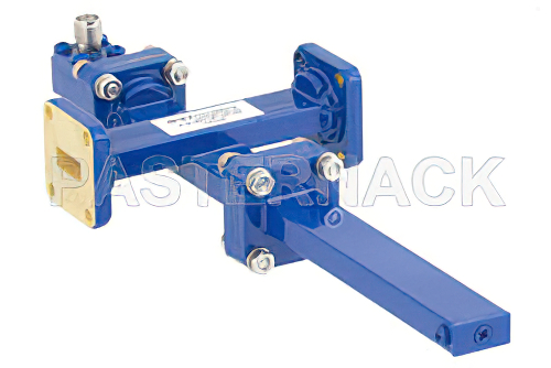 WR-42 Waveguide 20 dB Crossguide Coupler, UG-595/U Square Cover Flange, SMA Female Coupled Port, 18 GHz to 26.5 GHz, Bronze