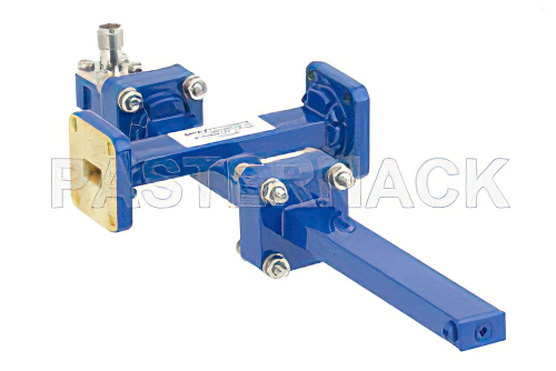 WR-42 Waveguide 30 dB Crossguide Coupler, UG-595/U Square Cover Flange, SMA Female Coupled Port, 18 GHz to 26.5 GHz, Bronze