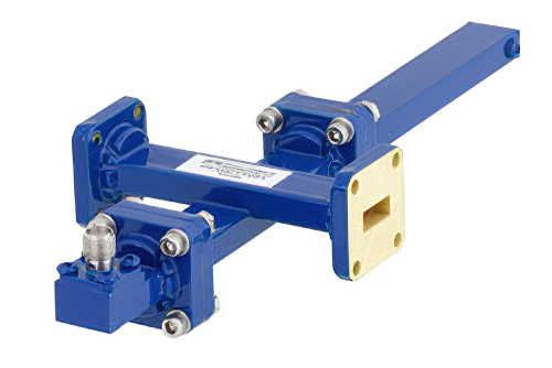 WR-42 Waveguide 50 dB Crossguide Coupler, UG-595/U Square Cover Flange, SMA Female Coupled Port, 18 GHz to 26.5 GHz, Bronze
