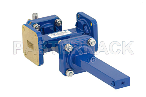 WR-51 Waveguide 20 dB Crossguide Coupler, Square Cover Flange, SMA Female Coupled Port, 15 GHz to 22 GHz, Bronze