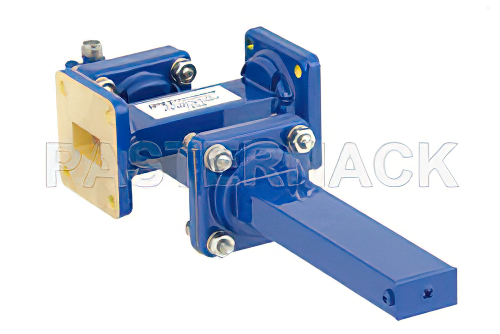 WR-62 Waveguide 20 dB Crossguide Coupler, UG-419/U Square Cover Flange, SMA Female Coupled Port, 12.4 GHz to 18 GHz, Bronze