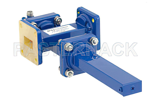 WR-62 Waveguide 40 dB Crossguide Coupler, UG-419/U Square Cover Flange, SMA Female Coupled Port, 12.4 GHz to 18 GHz, Bronze