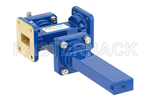 WR-75 Waveguide 20 dB Crossguide Coupler, Square Cover Flange, SMA Female Coupled Port, 10 GHz to 15 GHz, Bronze