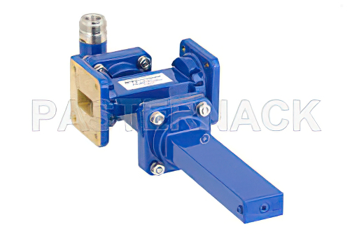 WR-75 Waveguide 20 dB Crossguide Coupler, Square Cover Flange, N Female Coupled Port, 10 GHz to 15 GHz, Bronze