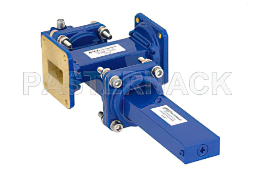 WR-90 Waveguide 40 dB Crossguide Coupler, UG-39/U Square Cover Flange, SMA Female Coupled Port, 8.2 GHz to 12.4 GHz, Bronze