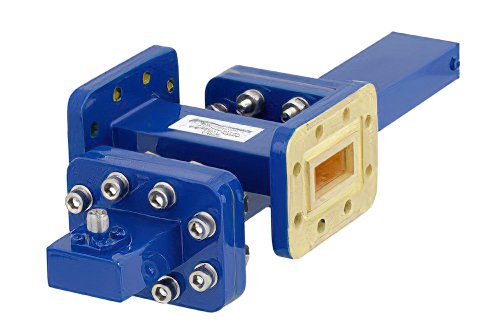 WR-90 Waveguide 20 dB Crossguide Coupler, CPR-90G Flange, SMA Female Coupled Port, 8.2 GHz to 12.4 GHz, Bronze