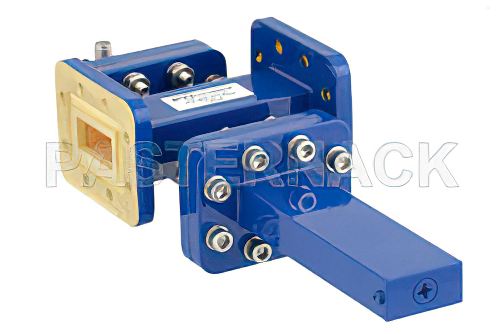 WR-90 Waveguide 50 dB Crossguide Coupler, CPR-90G Flange, SMA Female Coupled Port, 8.2 GHz to 12.4 GHz, Bronze