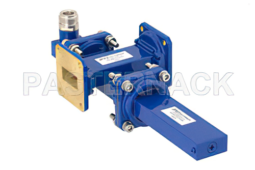 WR-90 Waveguide 50 dB Crossguide Coupler, UG-39/U Square Cover Flange, N Female Coupled Port, 8.2 GHz to 12.4 GHz, Bronze