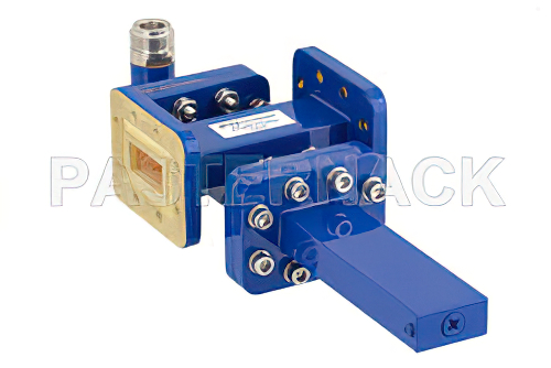 WR-90 Waveguide 20 dB Crossguide Coupler, CPR-90G Flange, N Female Coupled Port, 8.2 GHz to 12.4 GHz, Bronze