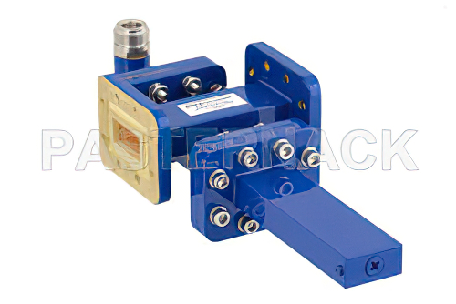 WR-90 Waveguide 50 dB Crossguide Coupler, CPR-90G Flange, N Female Coupled Port, 8.2 GHz to 12.4 GHz, Bronze