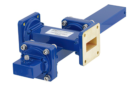 WR-112 Waveguide 50 dB Crossguide Coupler, UG-51/U Square Cover Flange, SMA Female Coupled Port, 7.05 GHz to 10 GHz, Bronze