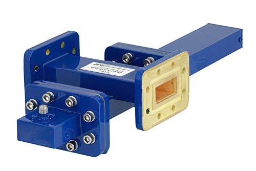 WR-112 Waveguide 20 dB Crossguide Coupler, CPR-112G Flange, SMA Female Coupled Port, 7.05 GHz to 10 GHz, Bronze