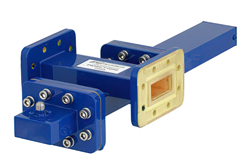 WR-112 Waveguide 40 dB Crossguide Coupler, CPR-112G Flange, SMA Female Coupled Port, 7.05 GHz to 10 GHz, Bronze