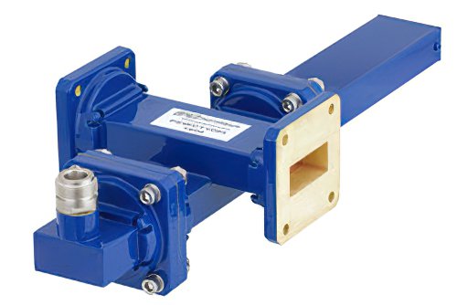 WR-112 Waveguide 40 dB Crossguide Coupler, UG-51/U Square Cover Flange, N Female Coupled Port, 7.05 GHz to 10 GHz, Bronze