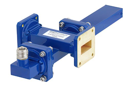 WR-112 Waveguide 50 dB Crossguide Coupler, UG-51/U Square Cover Flange, N Female Coupled Port, 7.05 GHz to 10 GHz, Bronze