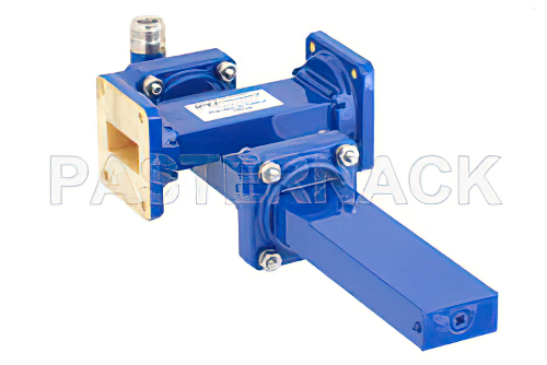 WR-112 Waveguide 50 dB Crossguide Coupler, UG-51/U Square Cover Flange, N Female Coupled Port, 7.05 GHz to 10 GHz, Bronze