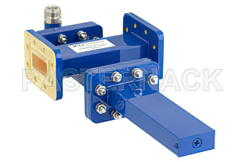 WR-112 Waveguide 20 dB Crossguide Coupler, CPR-112G Flange, N Female Coupled Port, 7.05 GHz to 10 GHz, Bronze