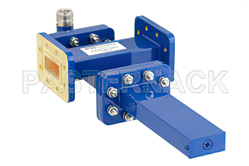 WR-112 Waveguide 50 dB Crossguide Coupler, CPR-112G Flange, N Female Coupled Port, 7.05 GHz to 10 GHz, Bronze