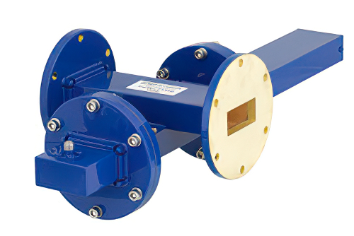 WR-137 Waveguide 20 dB Crossguide Coupler, UG-344/U Round Cover Flange, SMA Female Coupled Port, 5.85 GHz to 8.2 GHz, Bronze