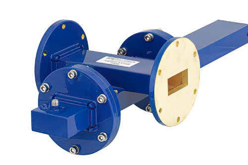 WR-137 Waveguide 40 dB Crossguide Coupler, UG-344/U Round Cover Flange, SMA Female Coupled Port, 5.85 GHz to 8.2 GHz, Bronze