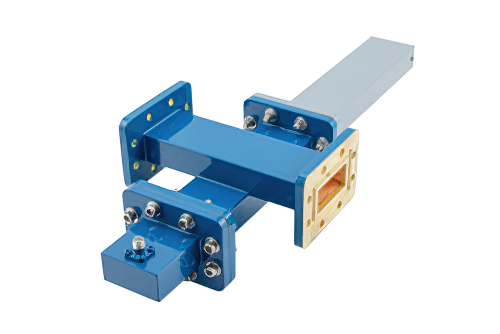 WR-137 Waveguide 30 dB Crossguide Coupler, CPR-137G Flange, SMA Female Coupled Port, 5.85 GHz to 8.2 GHz, Bronze