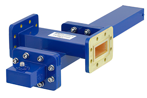 WR-137 Waveguide 40 dB Crossguide Coupler, CPR-137G Flange, SMA Female Coupled Port, 5.85 GHz to 8.2 GHz, Bronze