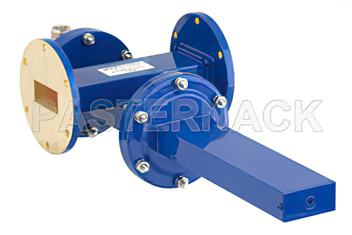 WR-137 Waveguide 20 dB Crossguide Coupler, UG-344/U Round Cover Flange, N Female Coupled Port, 5.85 GHz to 8.2 GHz, Bronze