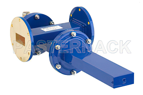 WR-137 Waveguide 40 dB Crossguide Coupler, UG-344/U Round Cover Flange, N Female Coupled Port, 5.85 GHz to 8.2 GHz, Bronze