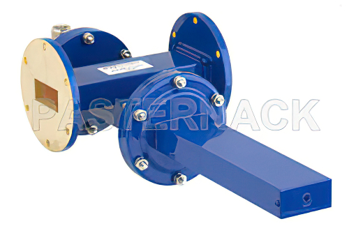 WR-137 Waveguide 50 dB Crossguide Coupler, UG-344/U Round Cover Flange, N Female Coupled Port, 5.85 GHz to 8.2 GHz, Bronze