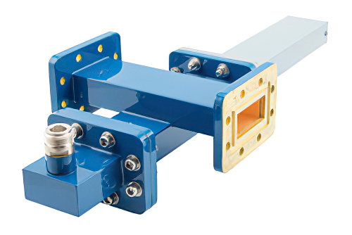 WR-137 Waveguide 20 dB Crossguide Coupler, CPR-137G Flange, N Female Coupled Port, 5.85 GHz to 8.2 GHz, Bronze