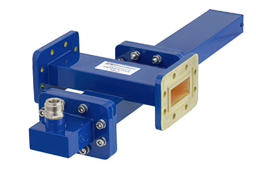 WR-137 Waveguide 30 dB Crossguide Coupler, CPR-137G Flange, N Female Coupled Port, 5.85 GHz to 8.2 GHz, Bronze