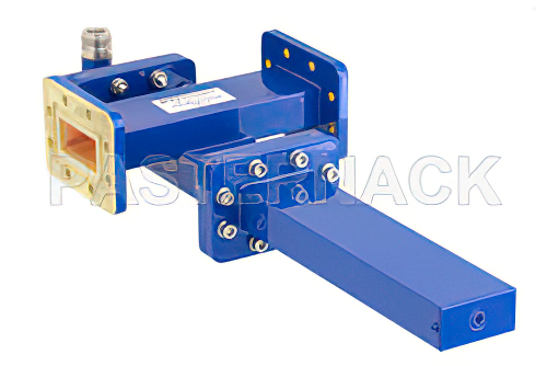 WR-137 Waveguide 30 dB Crossguide Coupler, CPR-137G Flange, N Female Coupled Port, 5.85 GHz to 8.2 GHz, Bronze