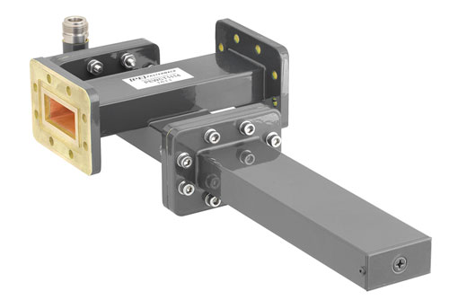 WR-137 Waveguide 40 dB Crossguide Coupler, CPR-137G Flange, N Female Coupled Port, 5.85 GHz to 8.2 GHz, Bronze
