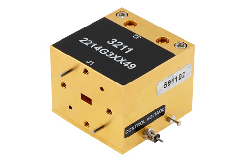 WR-22 Waveguide Voltage Variable Attenuator, Q Band, 33 GHz to 50 GHz, 0 to 30 dB Attenuation,  2.7 dB Loss, UG-383/U Flange