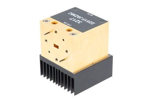 WR-22 Waveguide Power Amplifier, Q Band, 33 GHz to 50 GHz, 45 dB Gain, 20 dBm Psat, UG-383/U Flange