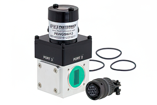 WR-75 Waveguide Electromechanical Relay SPDT Latching TTL Switch, X, Ku Band 15 GHz Max Frequency, 3,500 Watts, Square Cover Flange