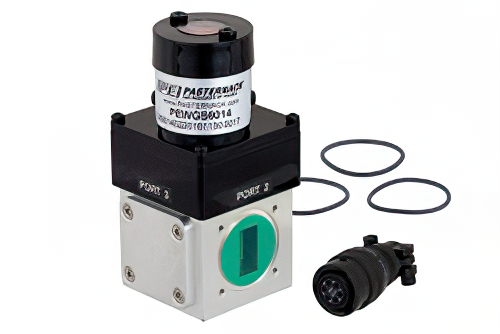 WR-75 Waveguide Electromechanical Relay SPDT Latching Switch, X, Ku Band 15 GHz Max Frequency, 3,500 Watts, Square Cover Flange