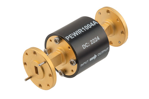 WR-22 Waveguide Isolator from 33 GHz to 50 GHz, 25 dB Isolation, UG-383/U Round Cover Flange
