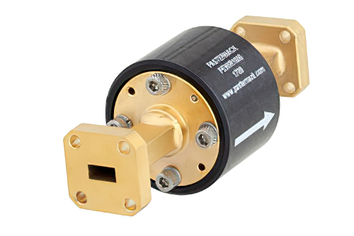 WR-28 Waveguide Isolator from 26.5 GHz to 40 GHz, 25 dB min Isolation, UG-599/U Square Cover Flange