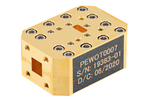 26.5 to 40 GHz Orthomode Transducer, 40 dB Isolation, 35 dB Cross Polarization, 0.280" x 0.280" Square Waveguide